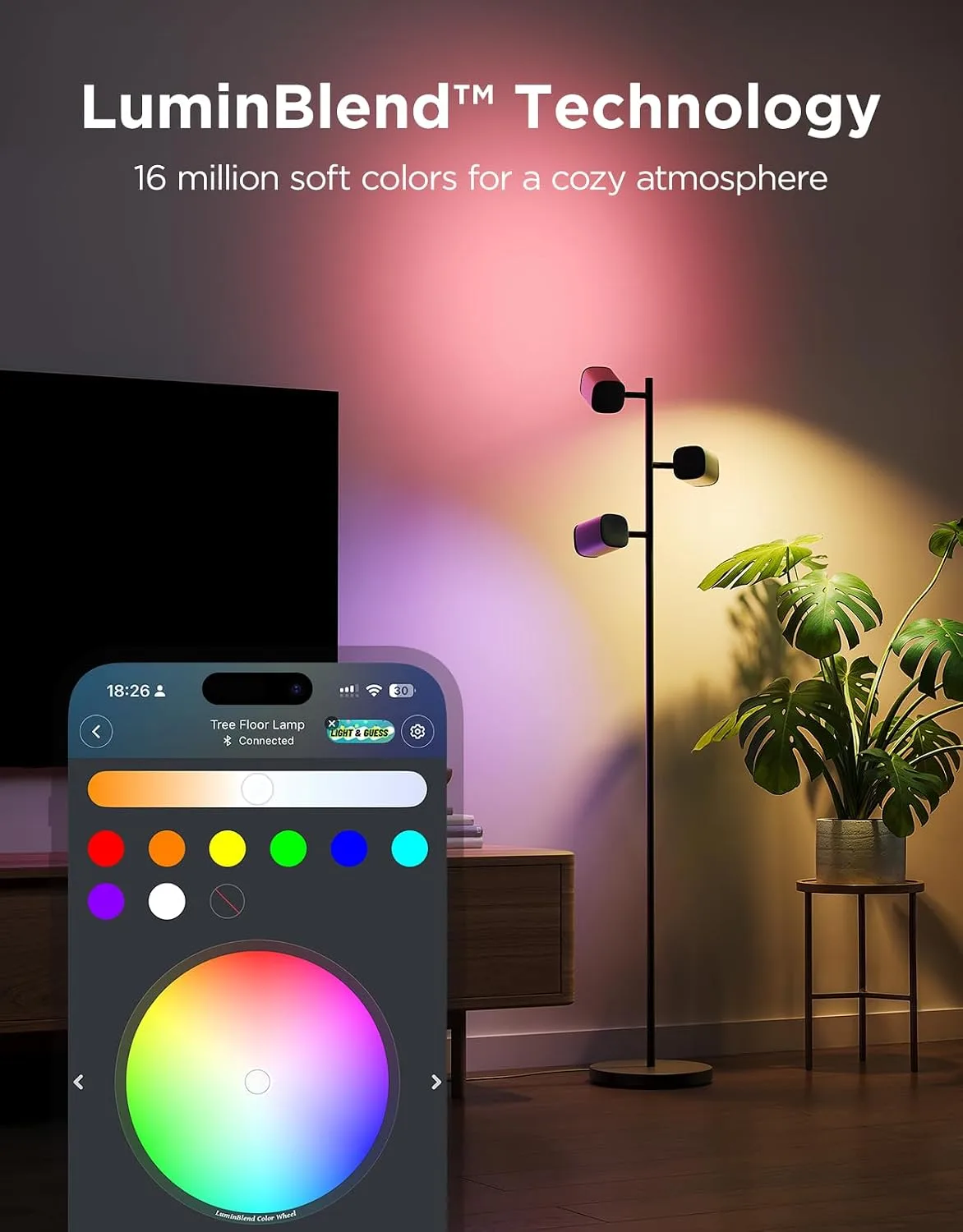 Govee Tree Floor Lamp with 3 Rotatable Lights and Matter - detail view 2