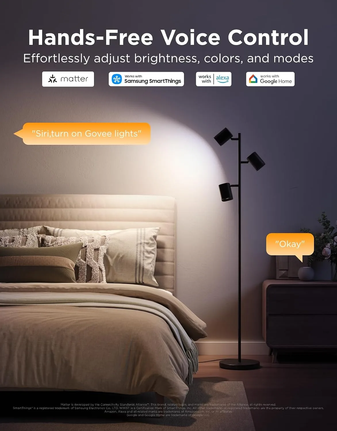 Govee Tree Floor Lamp with 3 Rotatable Lights and Matter - detail view 4