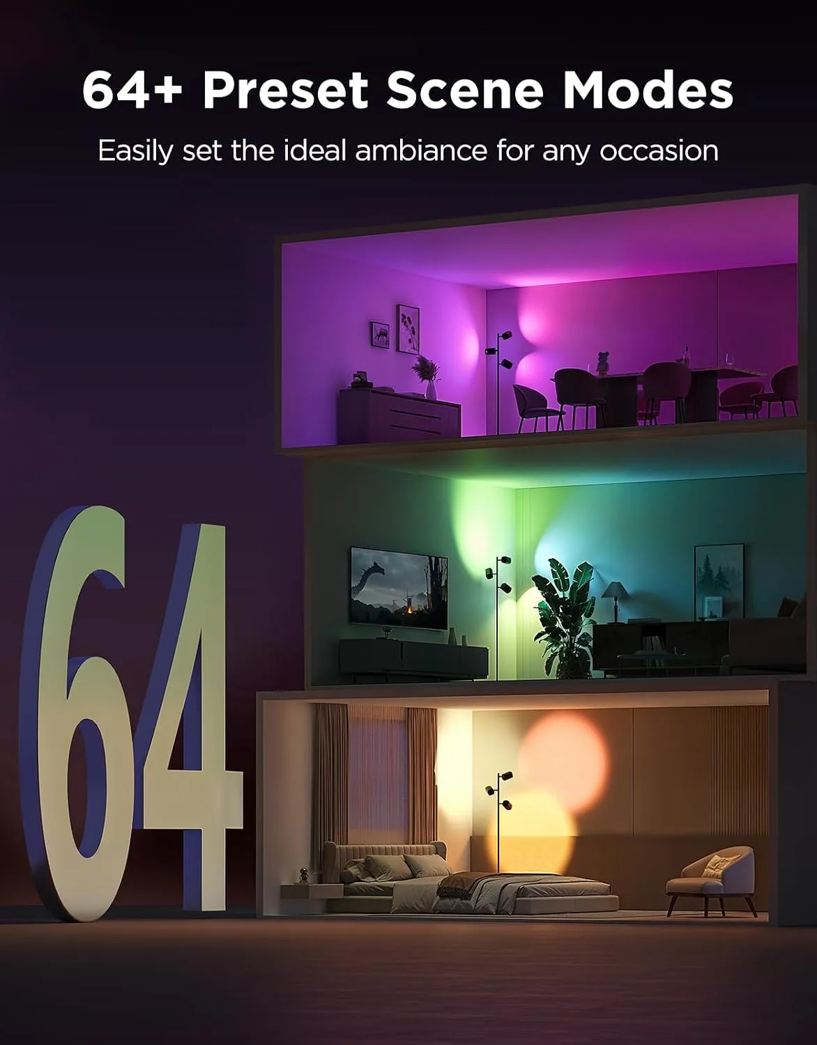 Govee Tree Floor Lamp with 3 Rotatable Lights and Matter - detail view 5