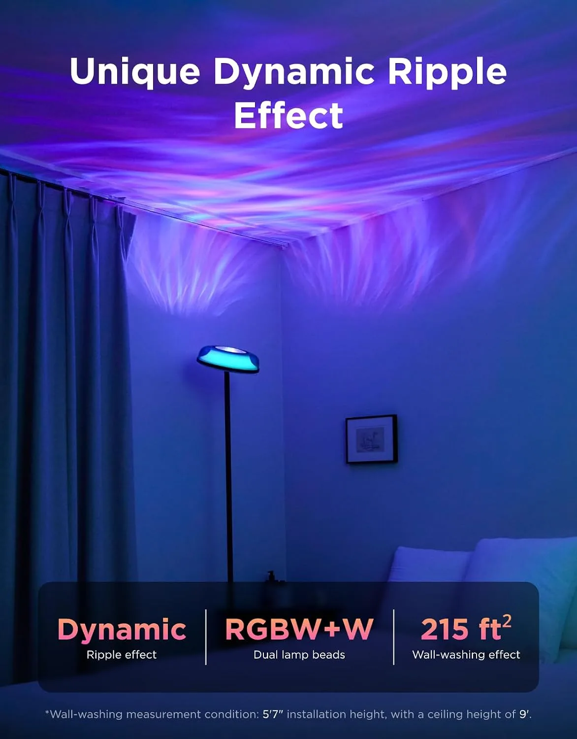 Govee Uplighter Floor Lamp RGBIC Ripple Projector - detail view 1