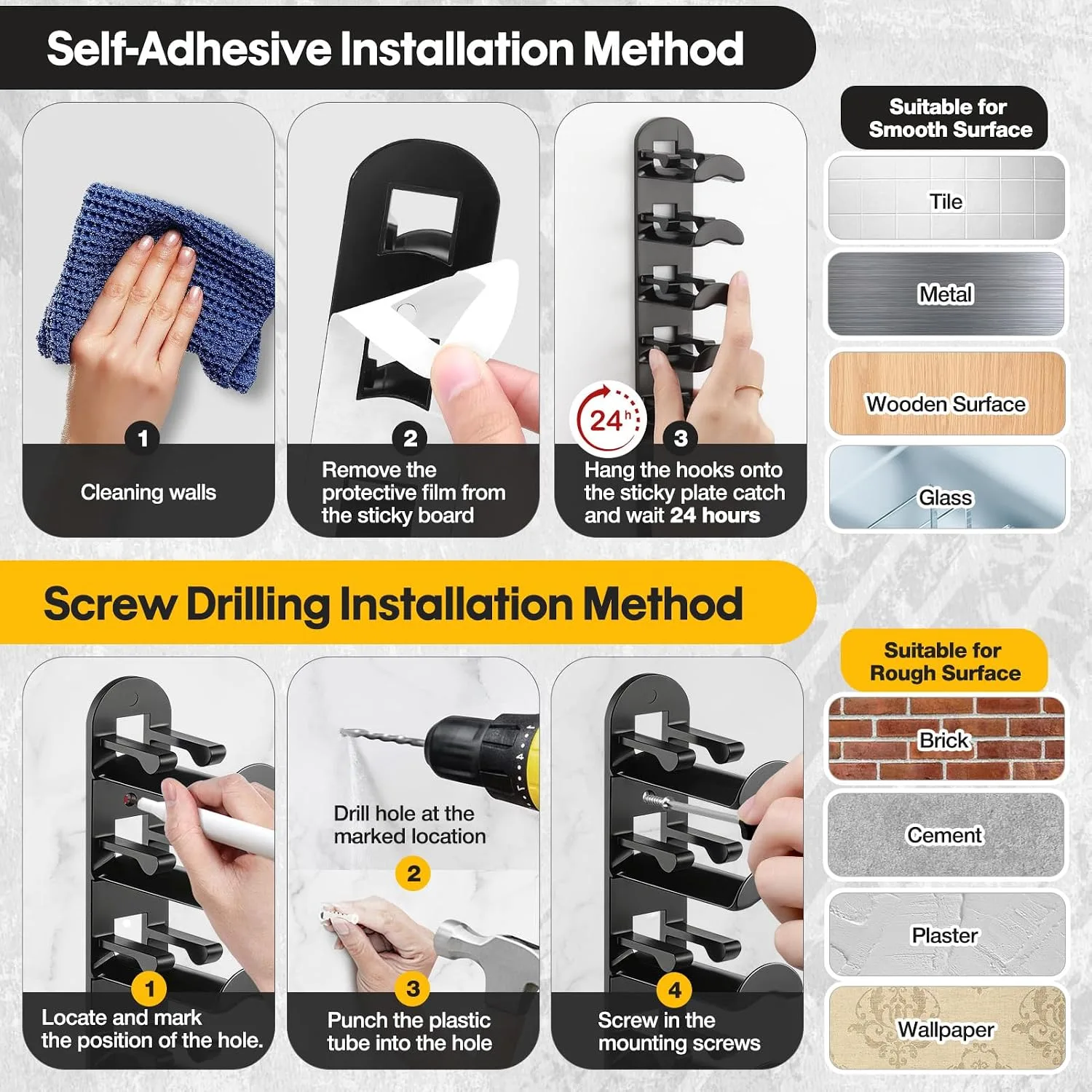 Hat Hook Wall Organizer 2 Pack, Holds 20 Hats - detail view 7