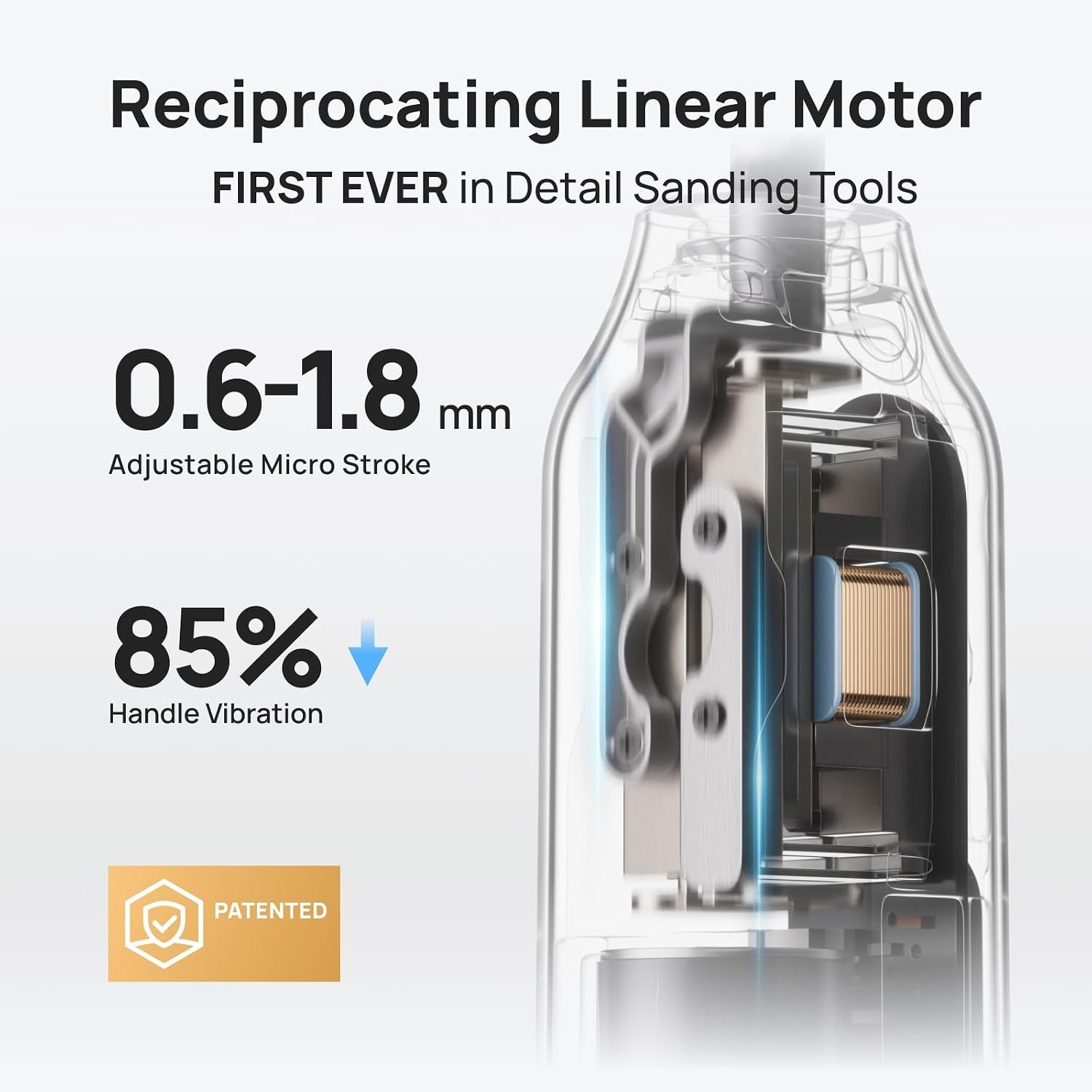 HOZO NeoSander Reciprocating Detail Sander, Mini Electric Pen Sander with 13000 SPM Linear Motion, A - detail view 3