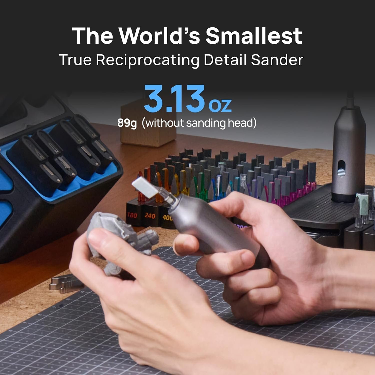 HOZO NeoSander Reciprocating Detail Sander, Mini Electric Pen Sander with 13000 SPM Linear Motion, A - detail view 6