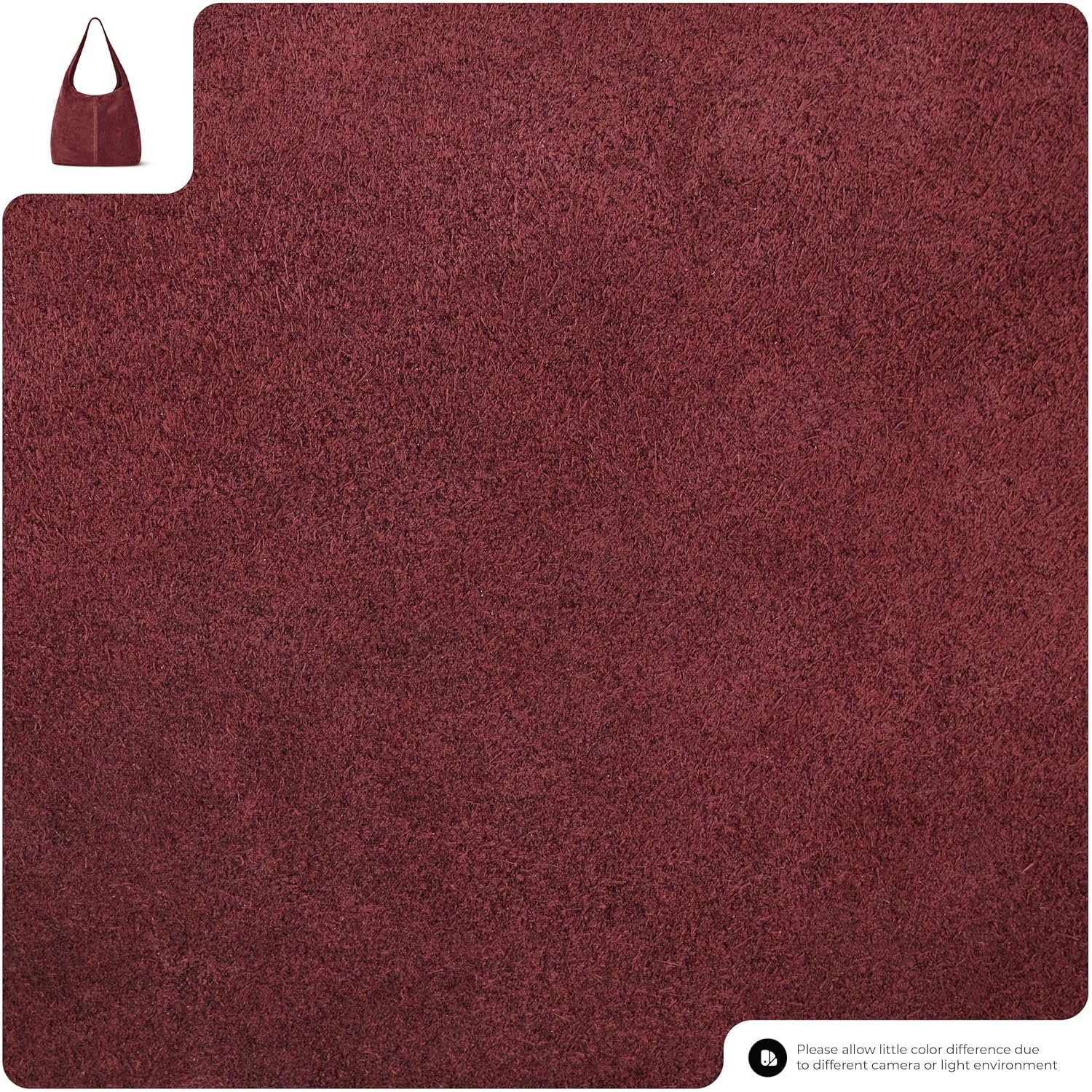 Italian Genuine Suede Hobo Bag, Large Burgundy - detail view 5