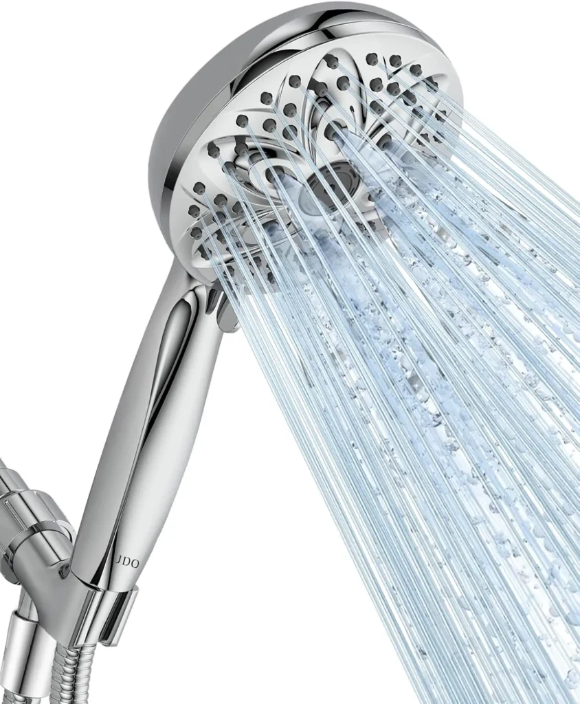 JDO High-Pressure 6-Setting Handheld Shower Head 4.7 Inch Chrome
