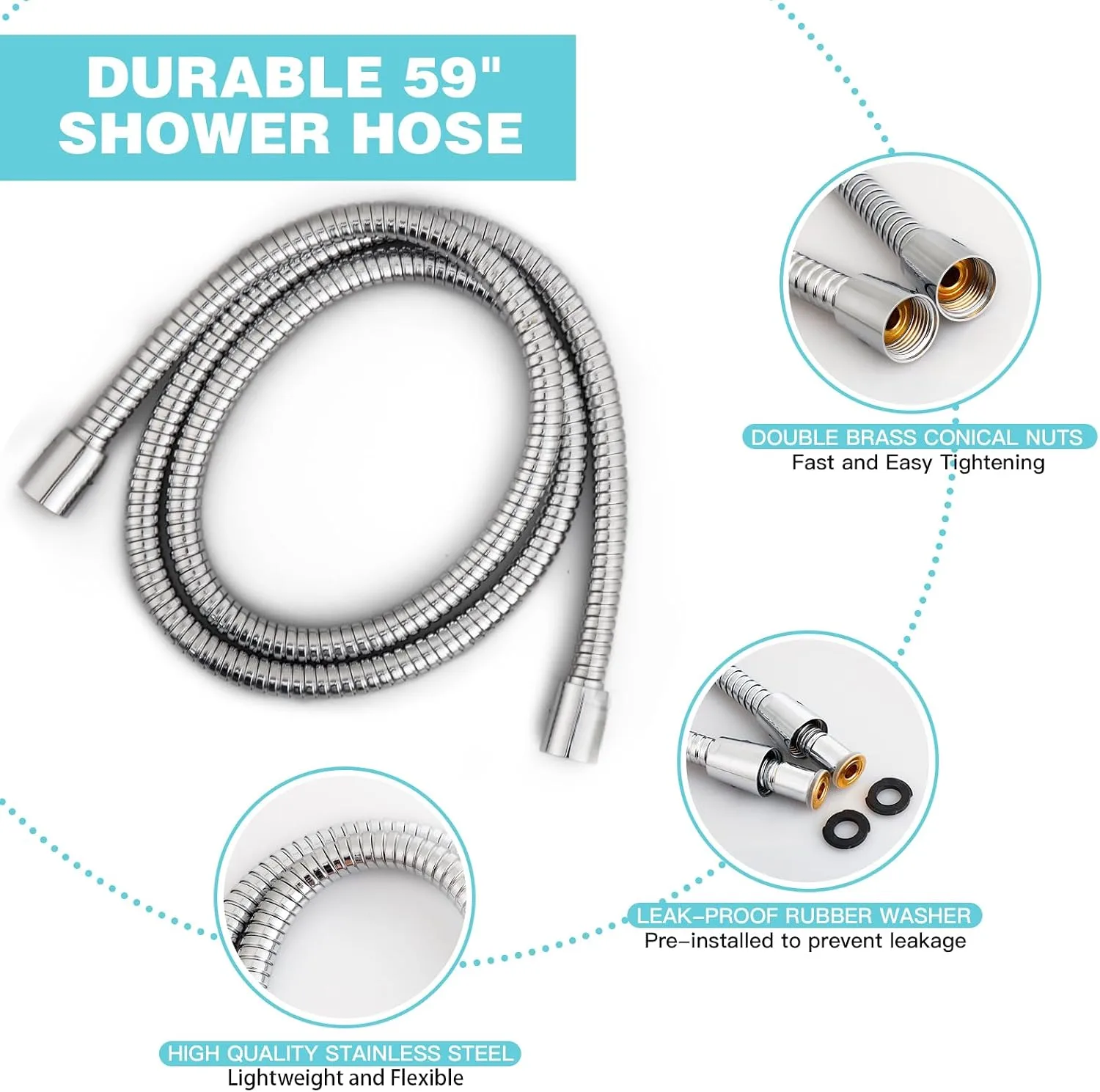 JDO Handheld Shower Head 6-Setting Chrome - detail view 5