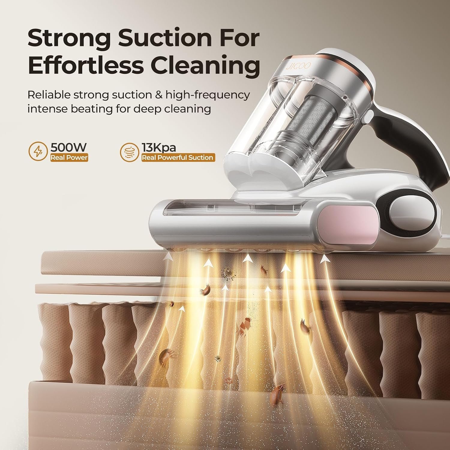 JIGOO J300 Bed Vacuum with Dust Sensor and UV Heat - detail view 1