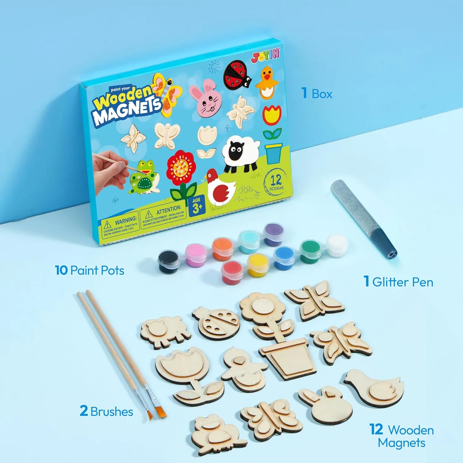 JOYIN 12 Wooden Magnet Painting Kit for Kids Ages 3-8 - detail view 1