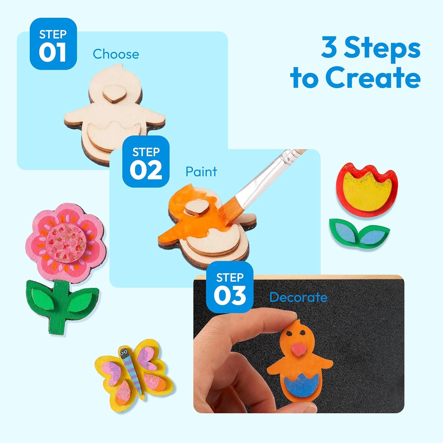 JOYIN 12 Wooden Magnet Painting Kit for Kids Ages 3-8 - detail view 3