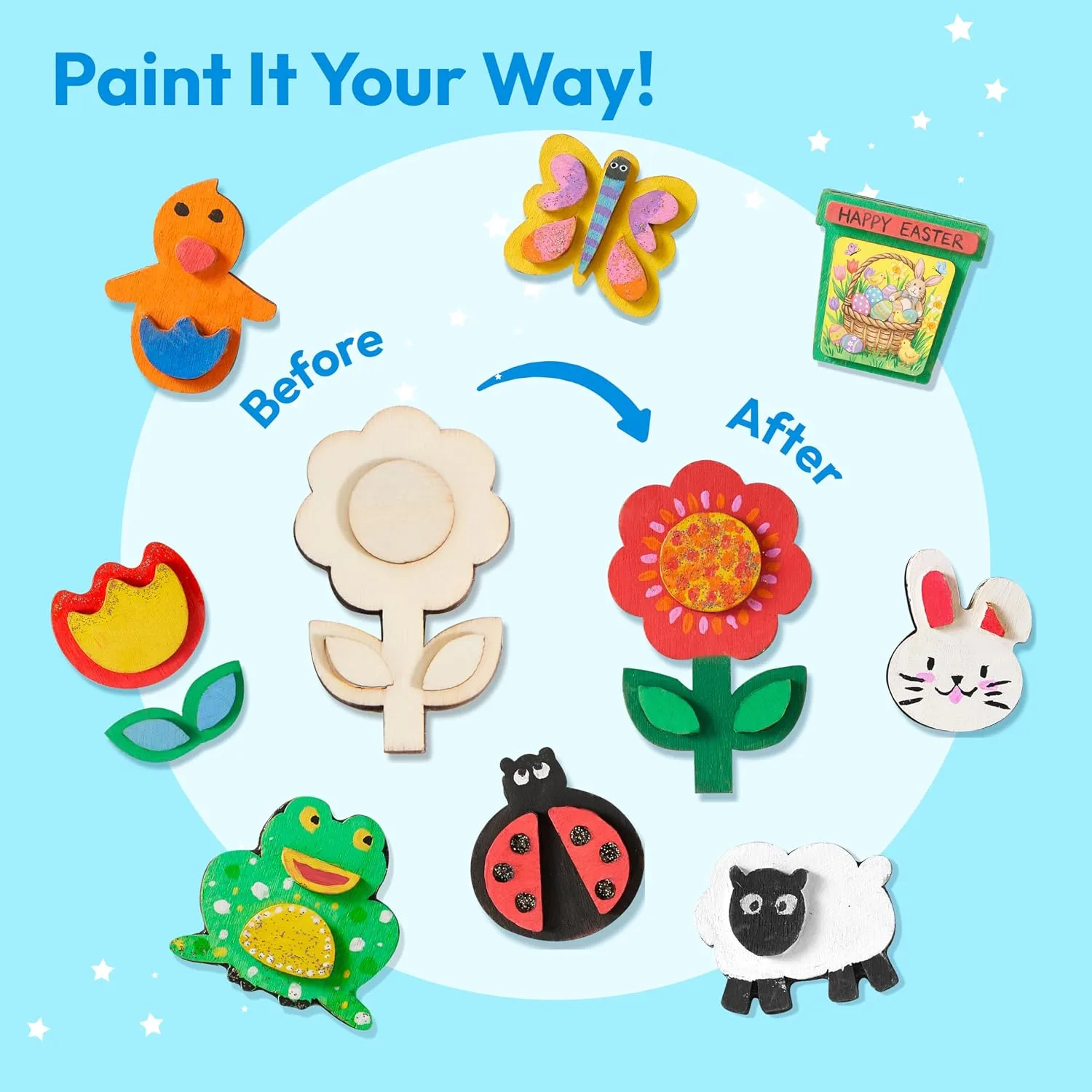 JOYIN 12 Wooden Magnet Painting Kit for Kids Ages 3-8 - detail view 4