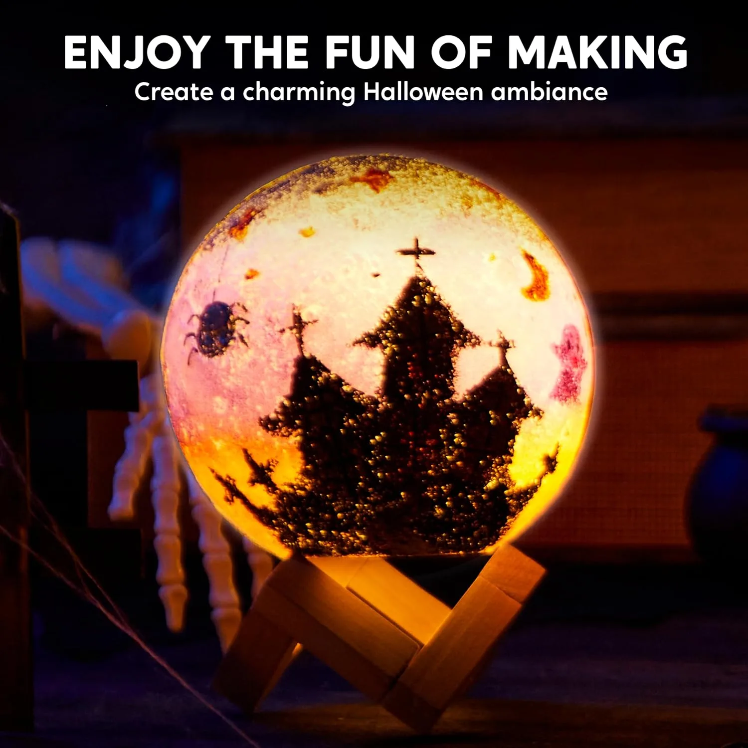Klever Kits DIY 3D Moon Night Light - Paint Your Own - detail view 3