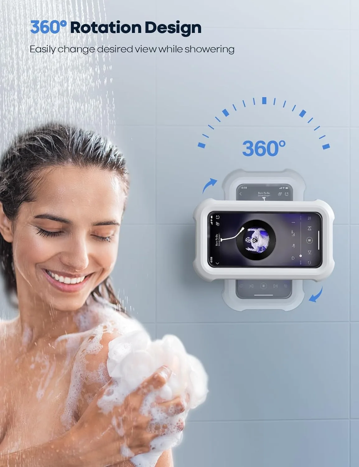 Lamicall Shower Phone Holder Waterproof 480° Rotatable - detail view 1