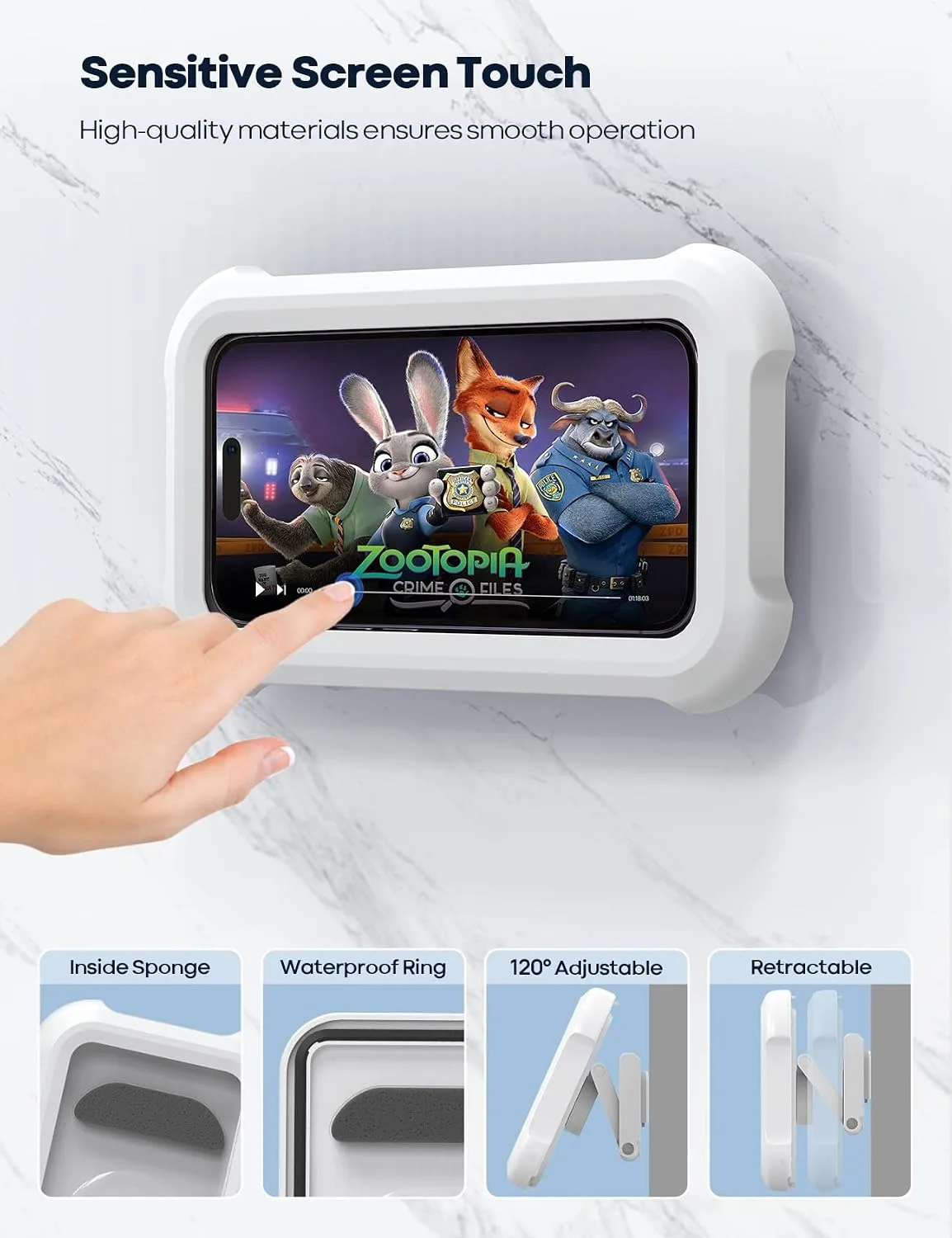 Lamicall Shower Phone Holder Waterproof 480° Rotatable - detail view 3