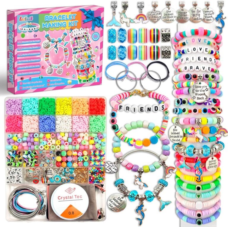 leitait Girls Toys Bracelet Making Kit with Unicorn and Mermaid charms