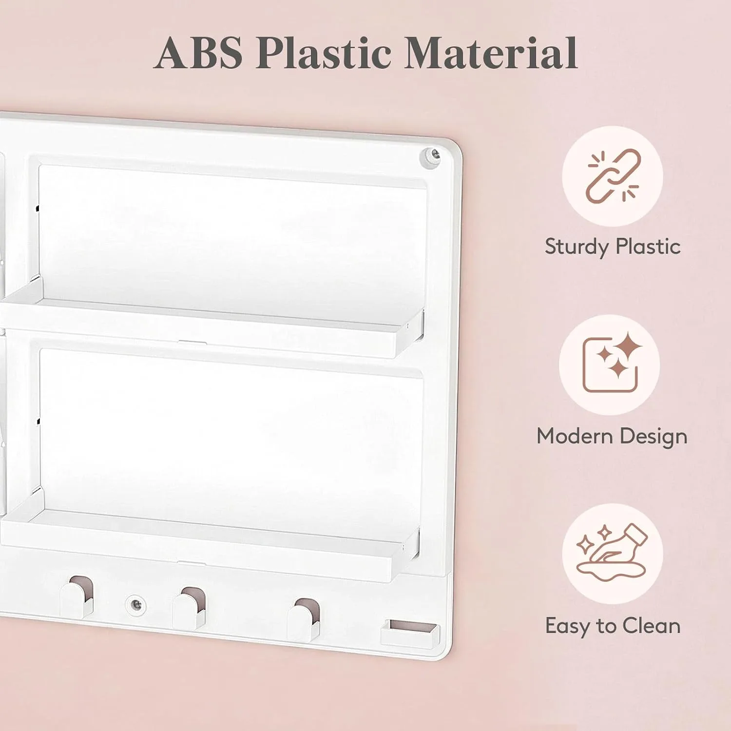 Lifewit Plastic Bedside Wall Shelf, Adhesive Floating Design - detail view 2