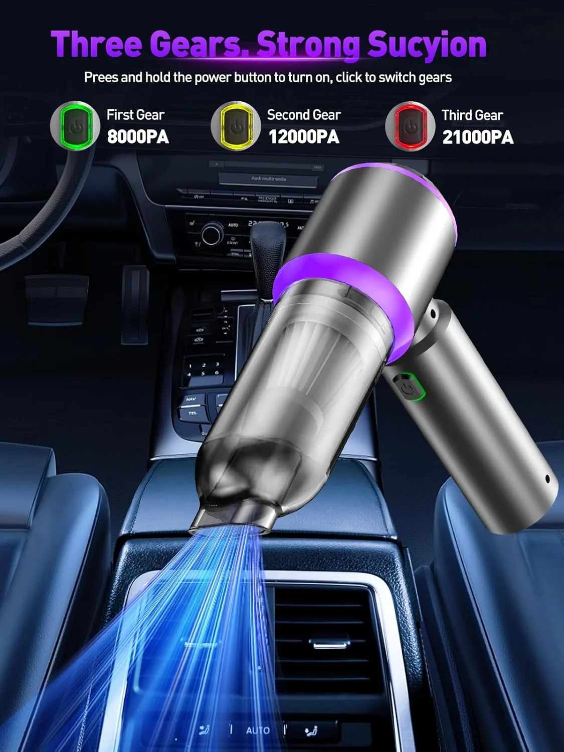 Mini Car Vacuum Cleaner 4-in-1 Cordless Handheld - detail view 2