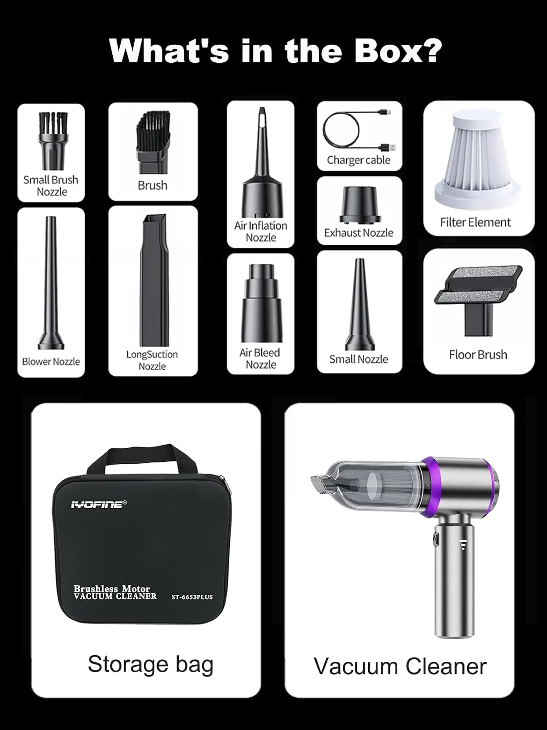 Mini Car Vacuum Cleaner 4-in-1 Cordless Handheld - detail view 7