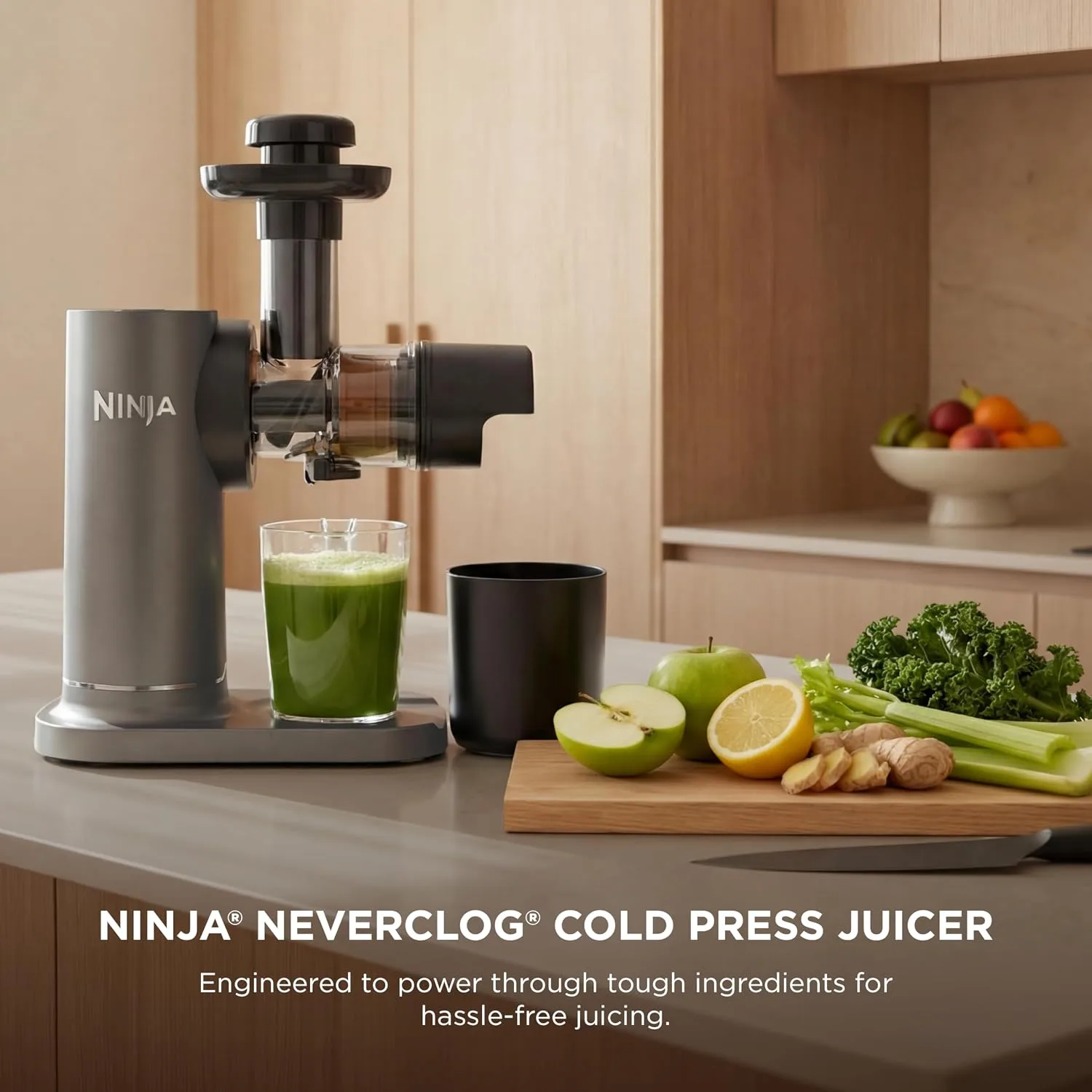 Ninja NeverClog Cold Press Juicer, 24oz, Charcoal - detail view 1