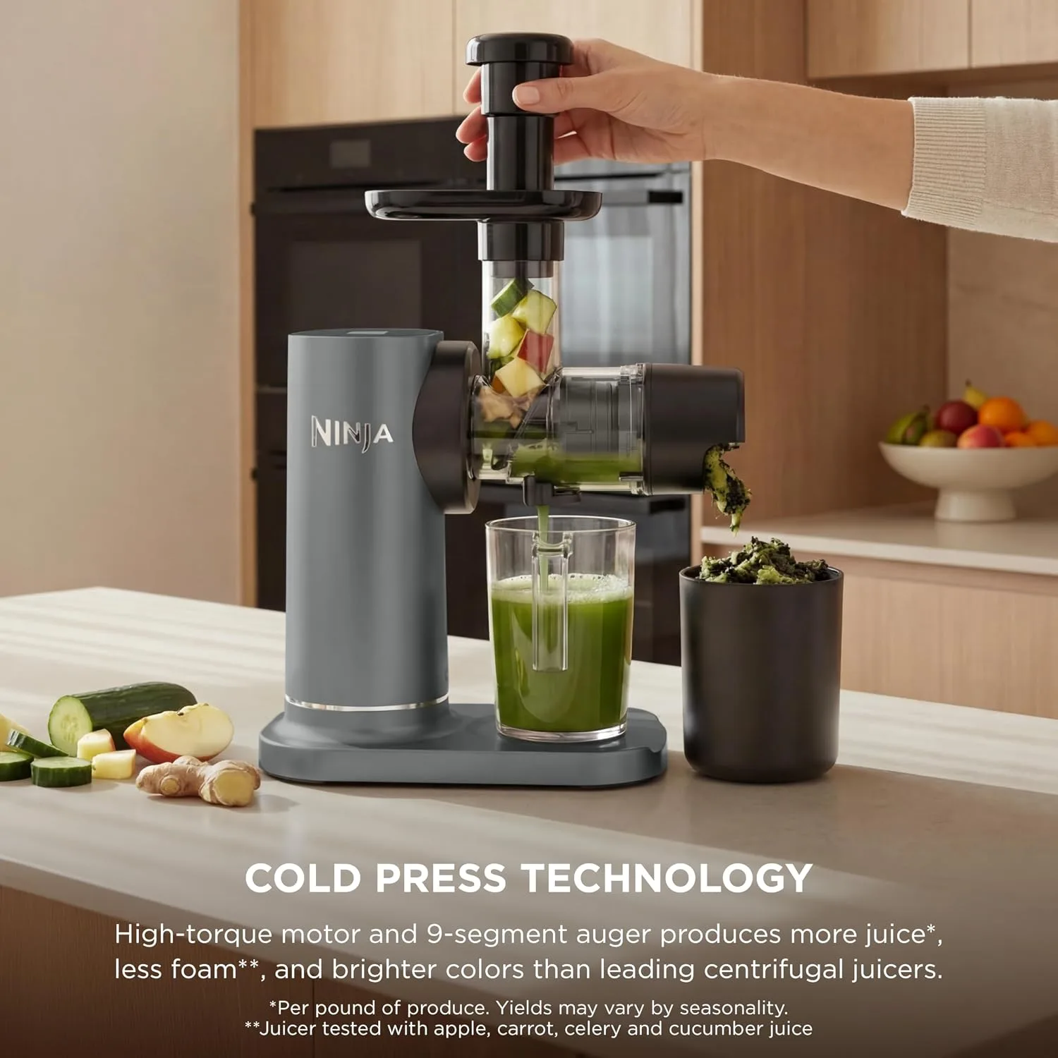 Ninja NeverClog Cold Press Juicer, 24oz, Charcoal - detail view 2