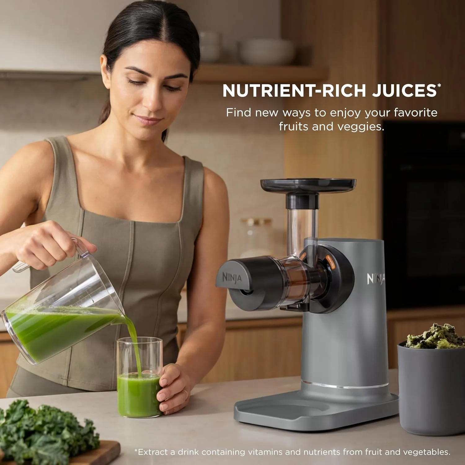 Ninja NeverClog Cold Press Juicer, 24oz, Charcoal - detail view 4
