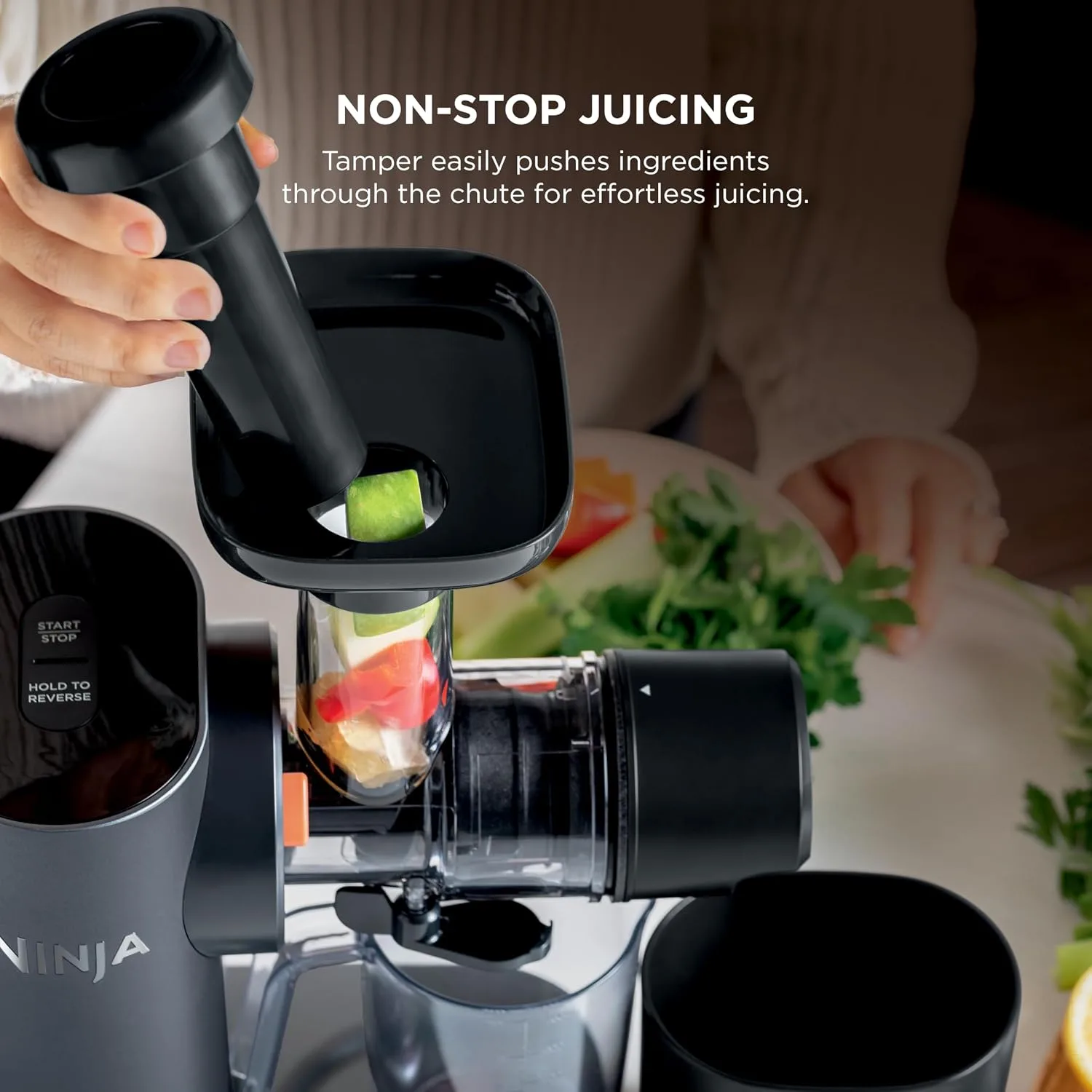 Ninja NeverClog Cold Press Juicer, 24oz, Charcoal - detail view 7