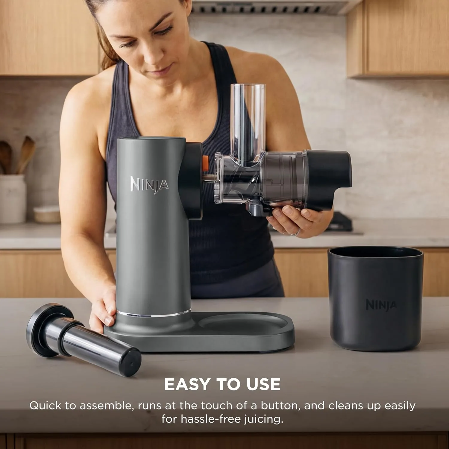 Ninja NeverClog Cold Press Juicer, 24oz, Charcoal - detail view 8