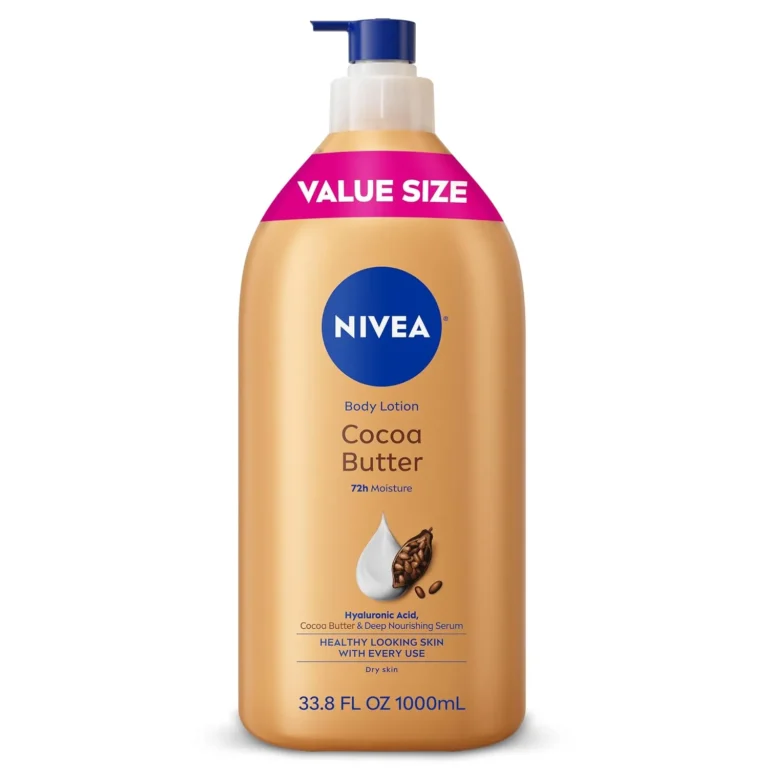 NIVEA Cocoa Butter Body Lotion pump bottle, 33.8 fl oz