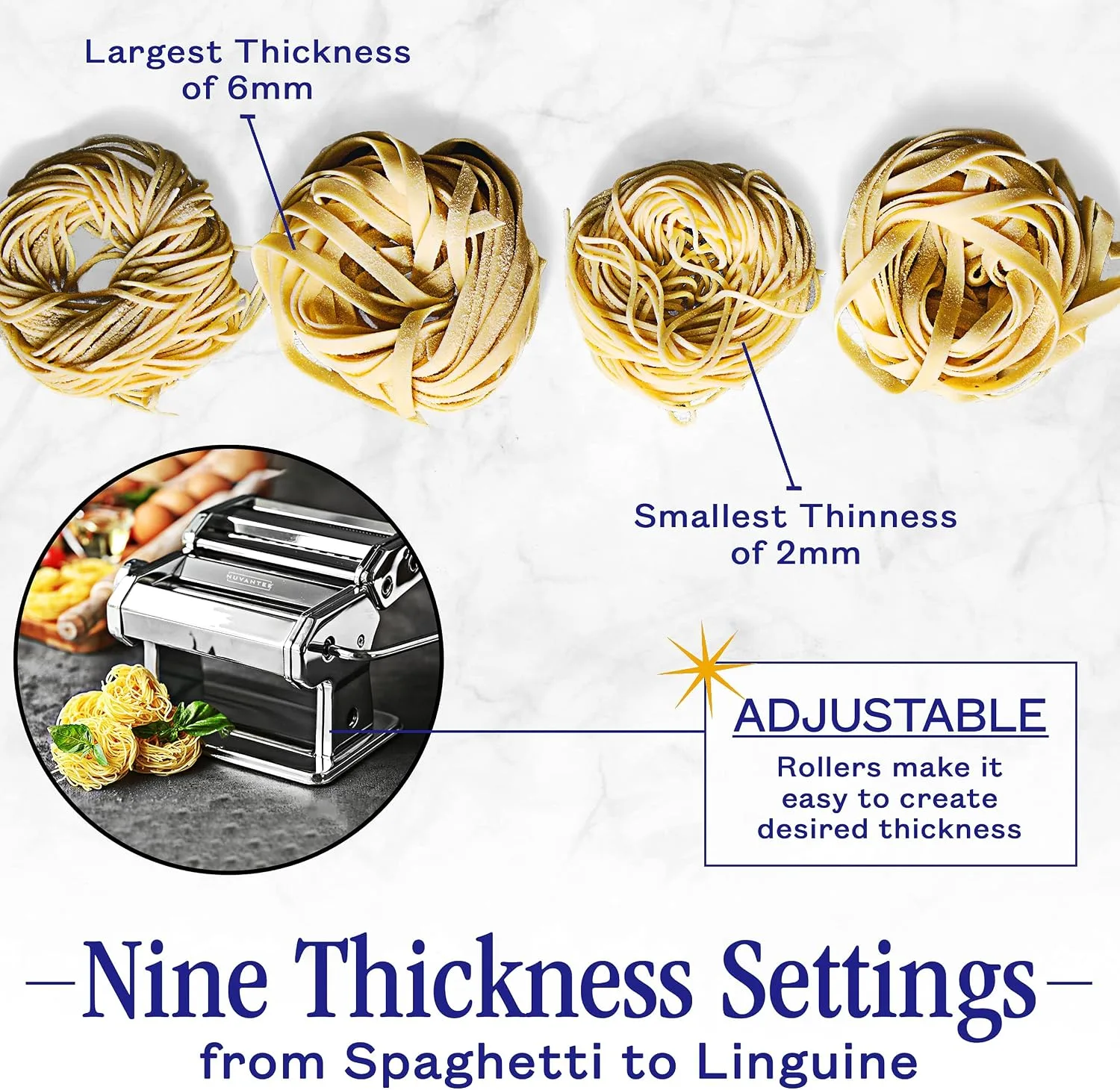 Nuvantee Pasta Maker with 7 Thickness Settings - detail view 2