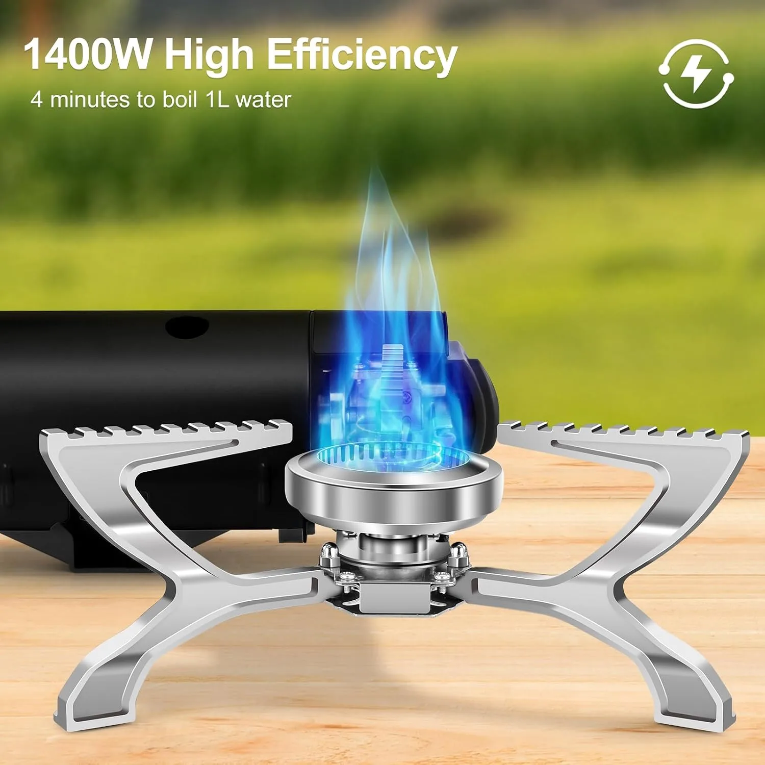 Odoland Portable Camping Stove Butane 1400W Gas Stove - detail view 2