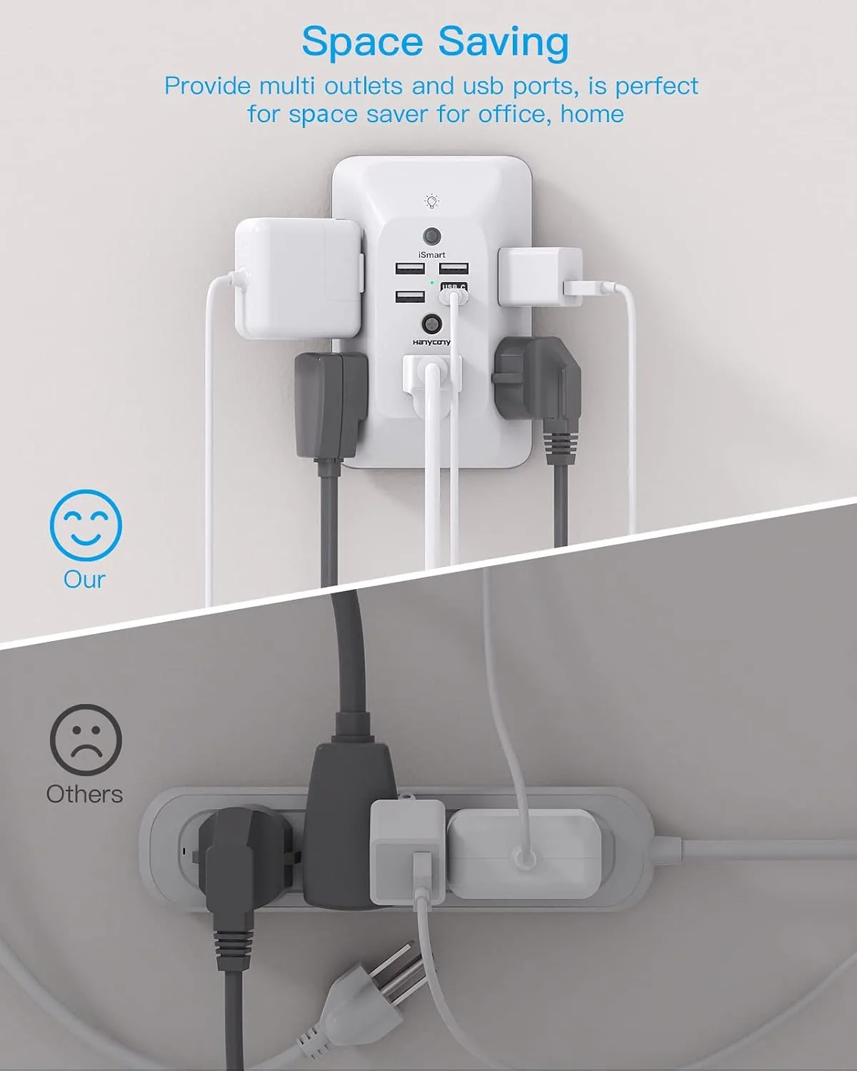 Outlet Extender with Night Light and Surge Protection - detail view 6