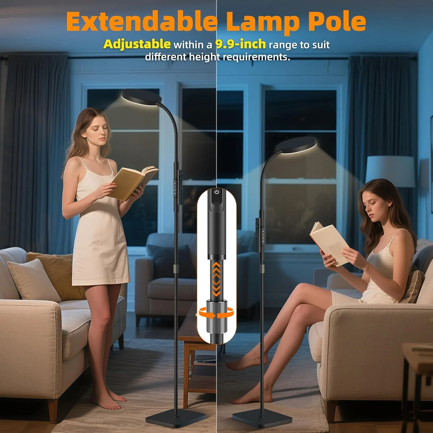 PACOVY Floor Lamp – Adjustable 120 LED Reading Light - detail view 1