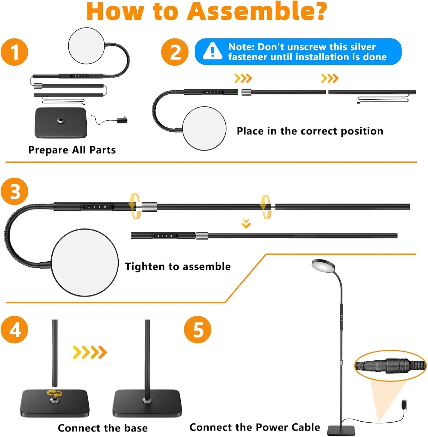 PACOVY Floor Lamp – Adjustable 120 LED Reading Light - detail view 7