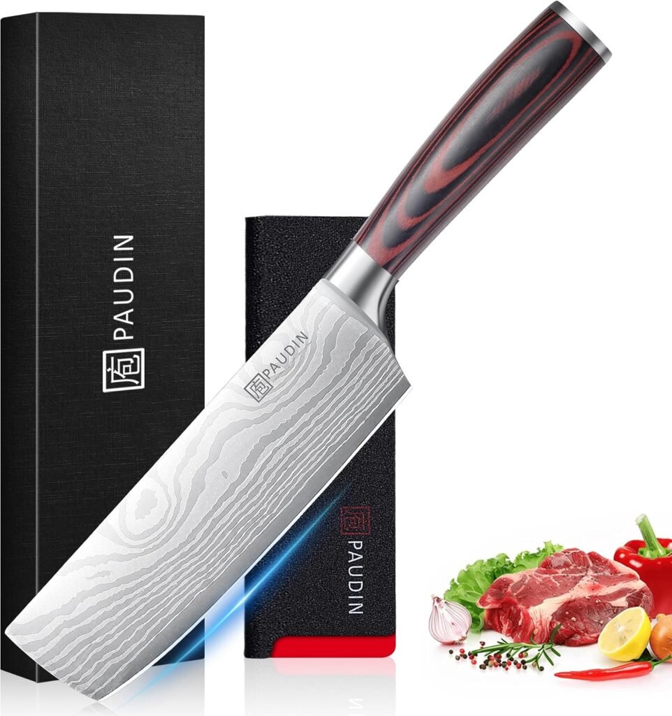 PAUDIN Nakiri Knife 7 inch meat and vegetable kitchen knife