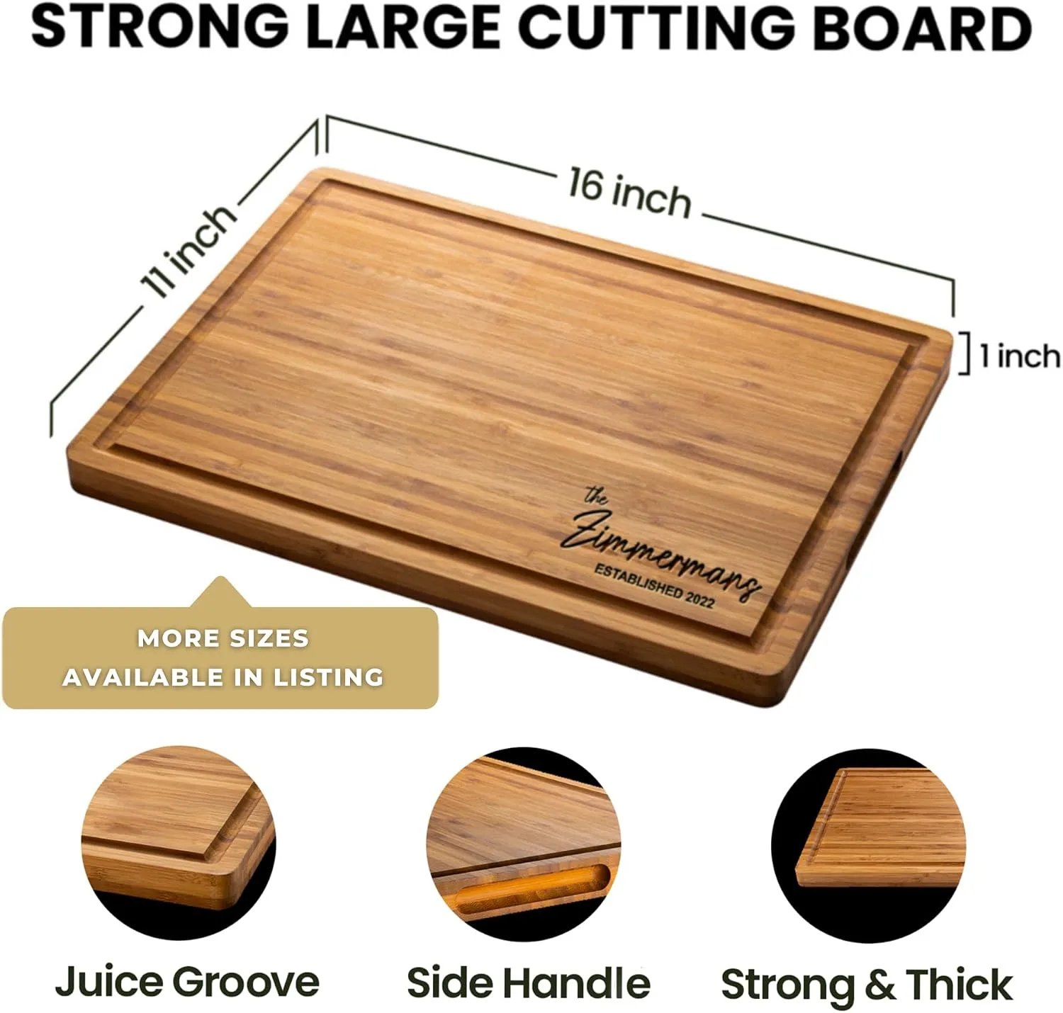Personalized Bamboo Cutting Board, Custom Engraved - detail view 4