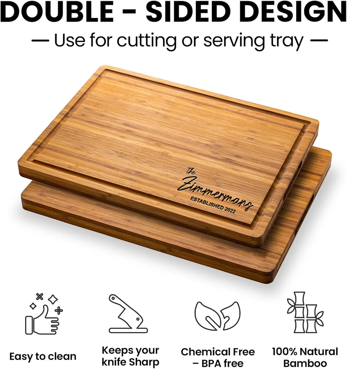 Personalized Bamboo Cutting Board, Custom Engraved - detail view 5