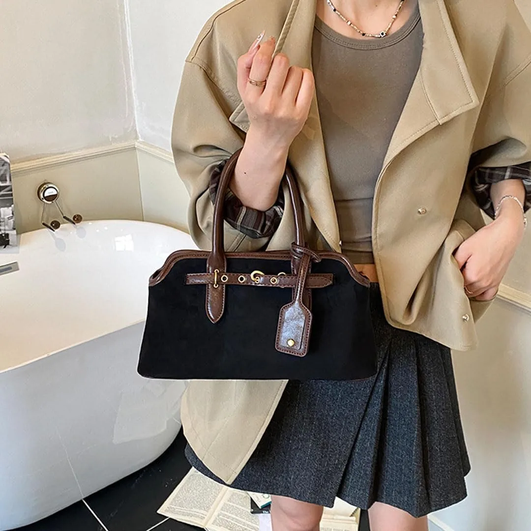 Suede Tote Bag for Women Faux Suede Handbag Slouchy - detail view 2
