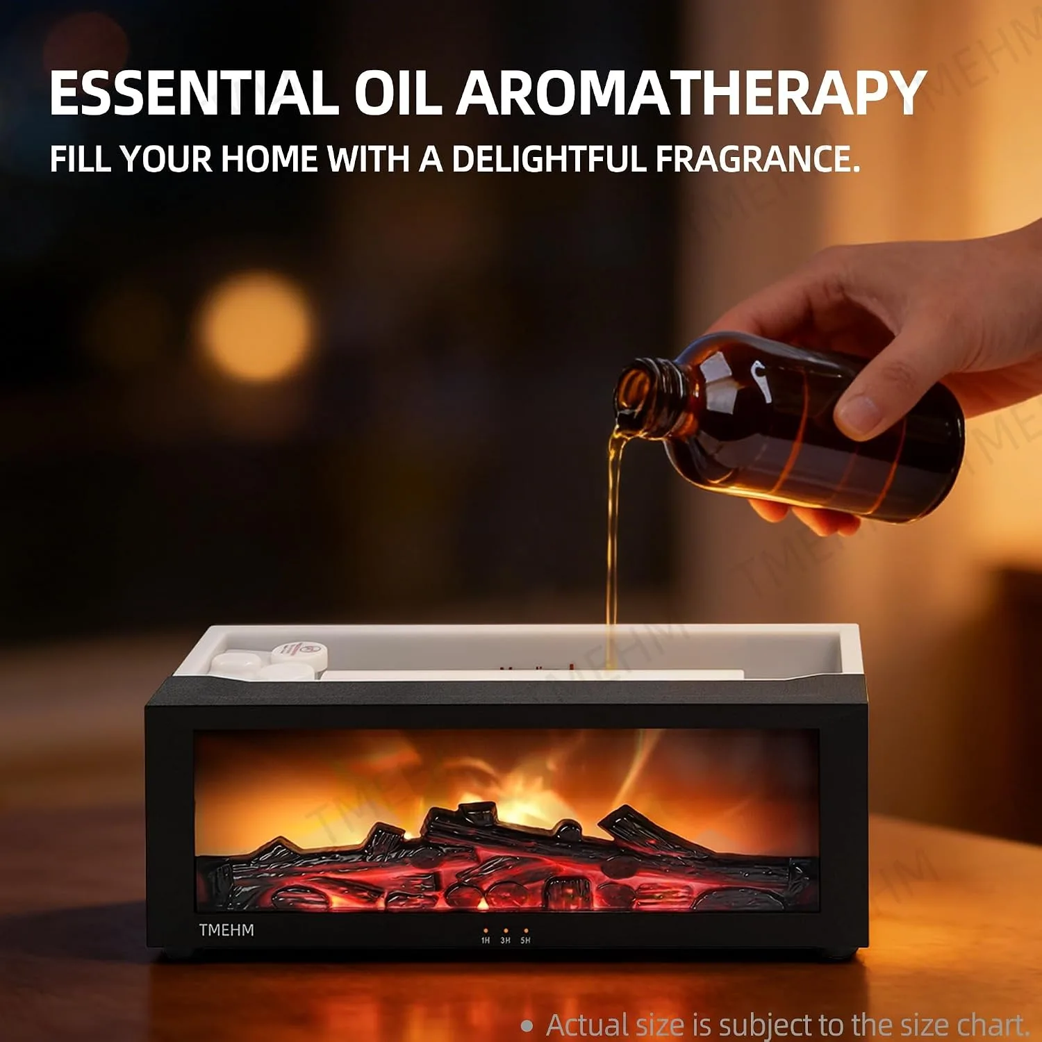 TMEHM Essential Oil Diffuser with Fireplace Flame Effect - detail view 3