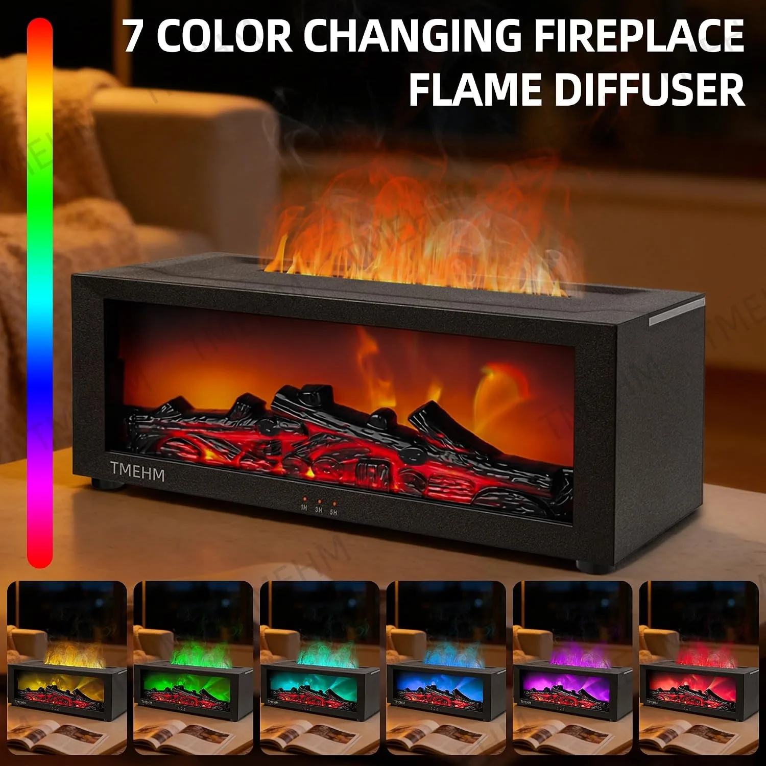 TMEHM Essential Oil Diffuser with Fireplace Flame Effect - detail view 4