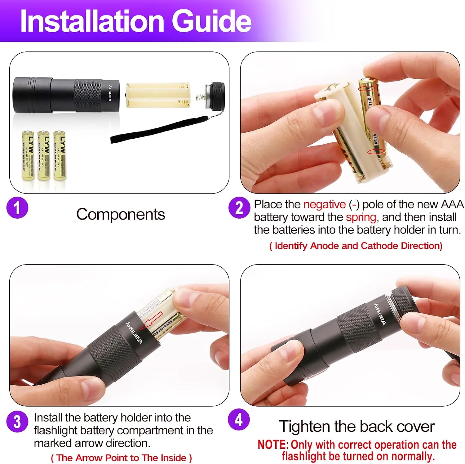 Vansky 395nm UV Flashlight - Pet Urine Detection - detail view 6