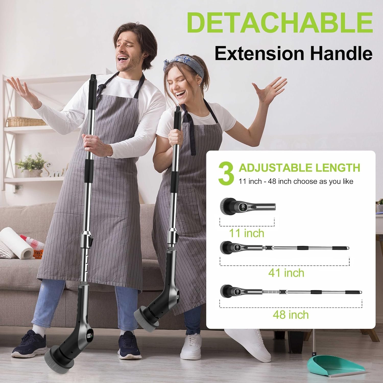WKY-Electric Spin Scrubber - 10-in-1 Cordless Shower Scrubber & Cleaning Brush with Extendable Handl - detail view 1