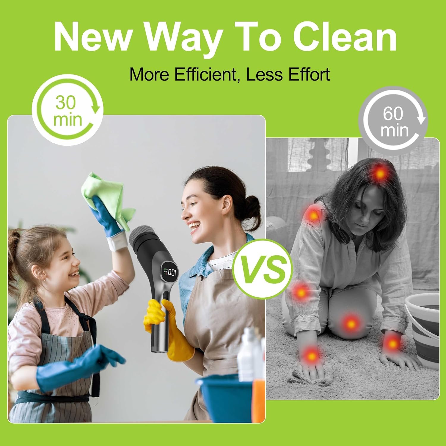 WKY-Electric Spin Scrubber - 10-in-1 Cordless Shower Scrubber & Cleaning Brush with Extendable Handl - detail view 5